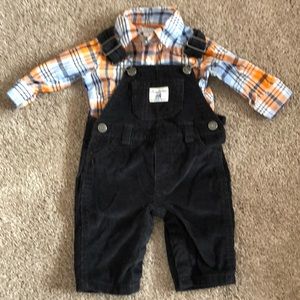 Button up shirt & corduroy overalls